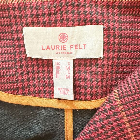 Laurie Felt Zoe Plaid Knit Fringe Trim Button Front Wrap Clueless Preppy Coat S - Picture 4 of 12